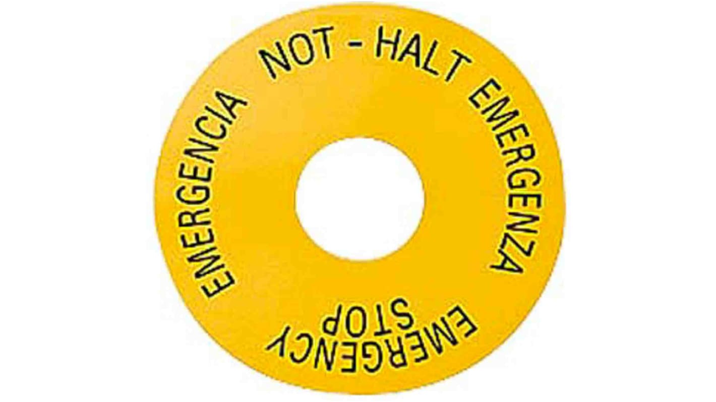 Siemens 4 Languages G En It Sp, Inscribed Not Halt, Yellow Self Adhesive for Use with 3SB3 Series