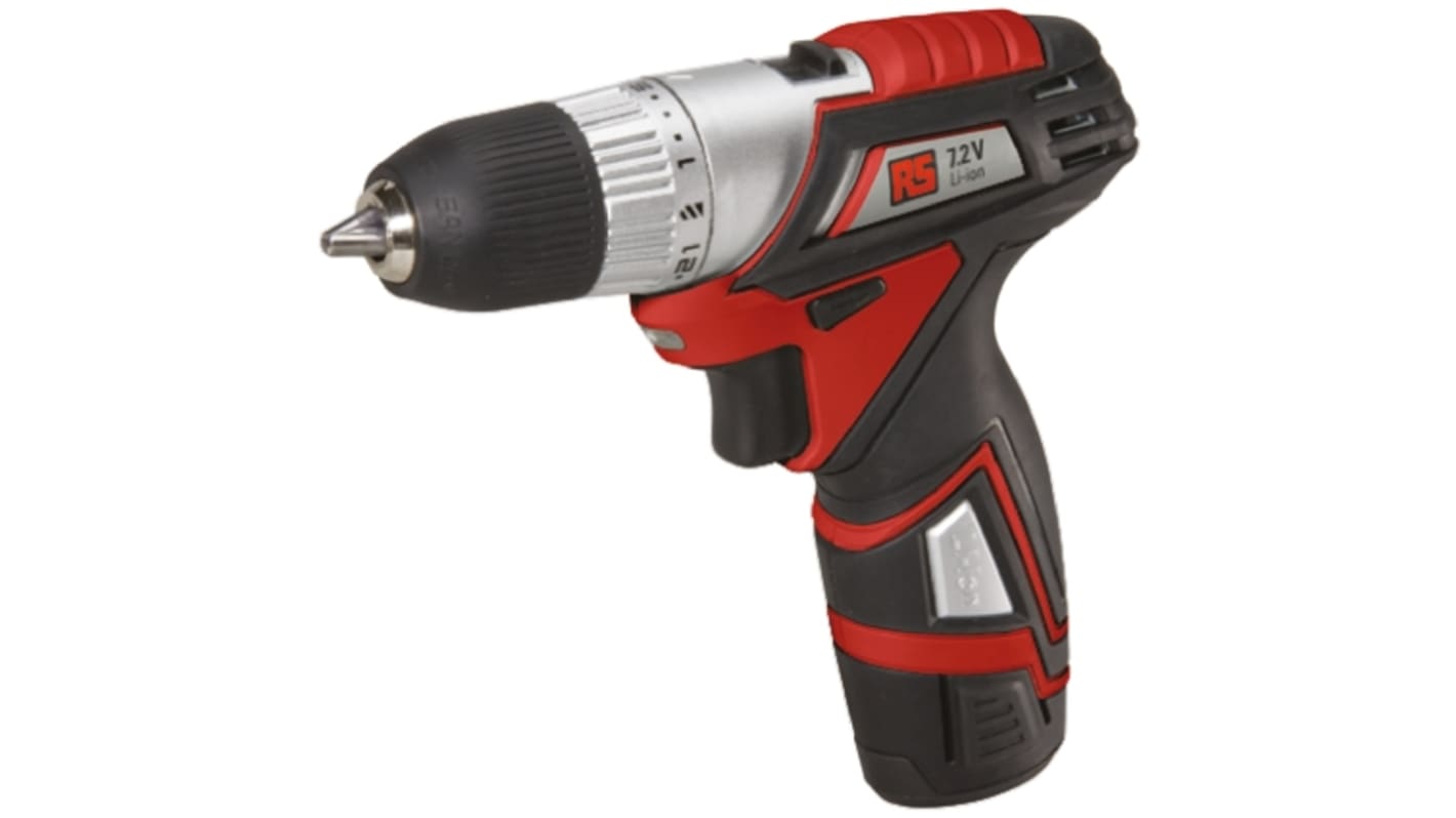 RS PRO Keyless 7.2V Cordless Drill Driver Li-ion, Euro & UK Plug