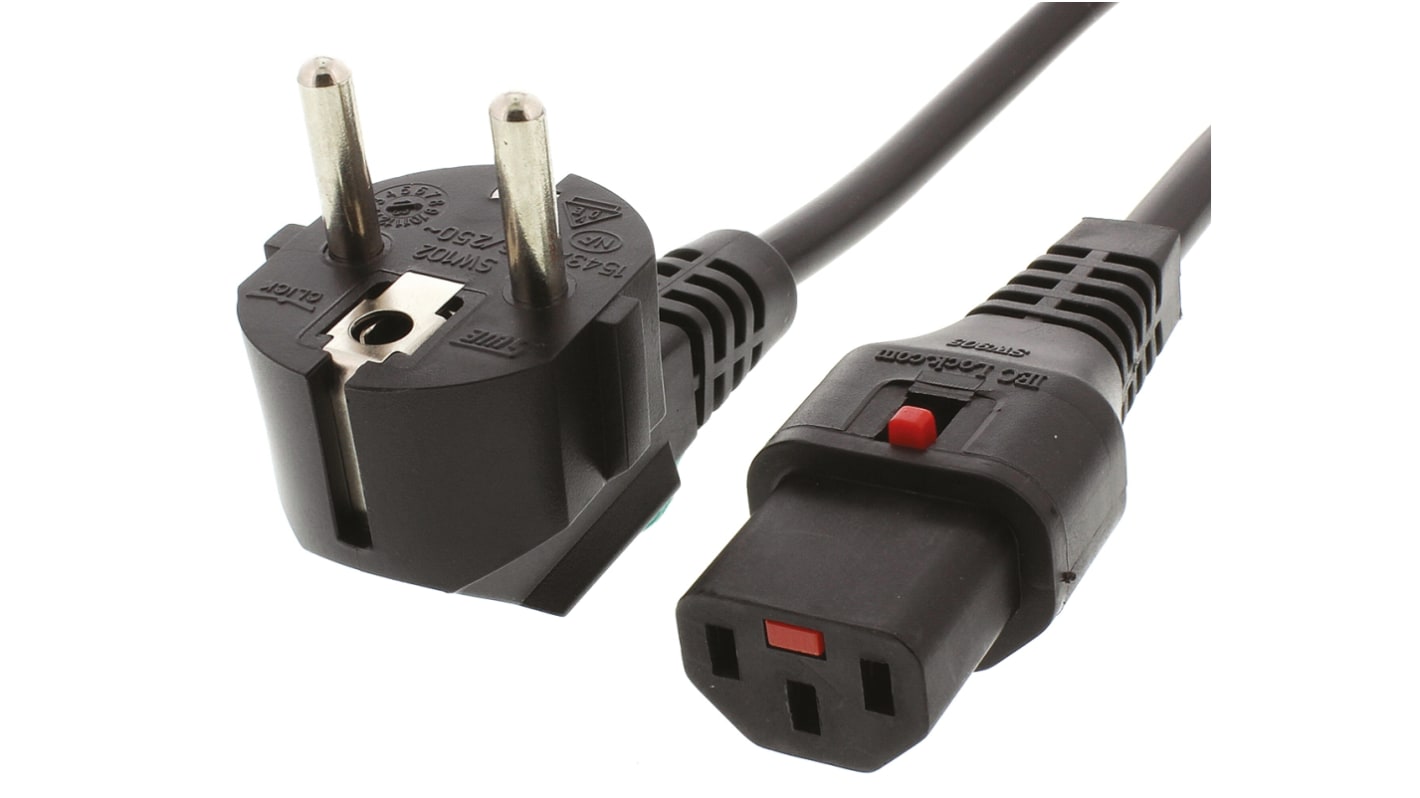 Schaffner IEC C13 Socket to CEE 7/7 Plug Power Cord, 2m