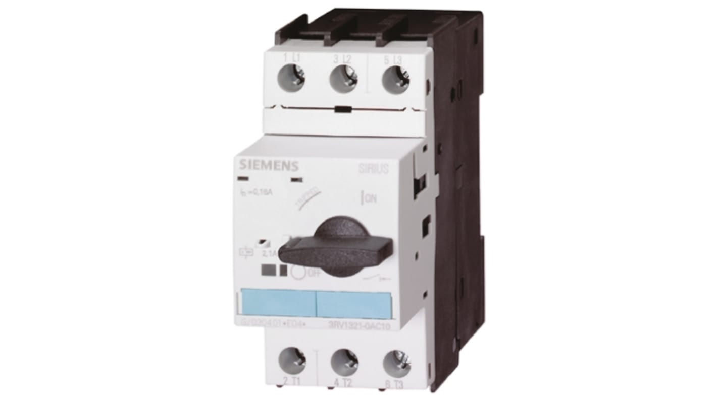 Interruttore protezione motori 3P Siemens 3RV1321-0DC10, 0,32 A, interruzione 100 kA, 690 V c.a./c.c.