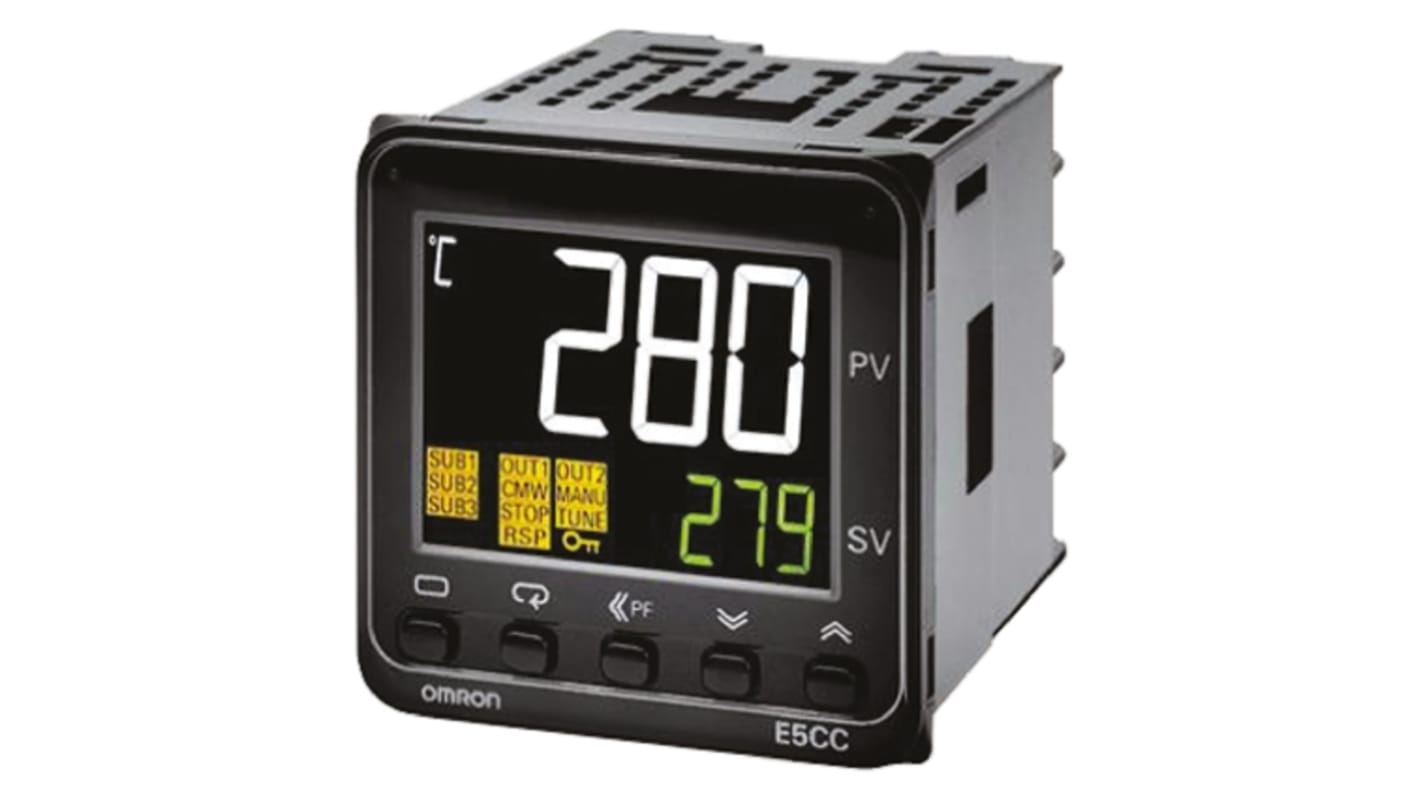 Omron E5CC PID Temperature Controller, 48 x 48mm, 1 Output Relay, 100 → 240 V ac Supply Voltage