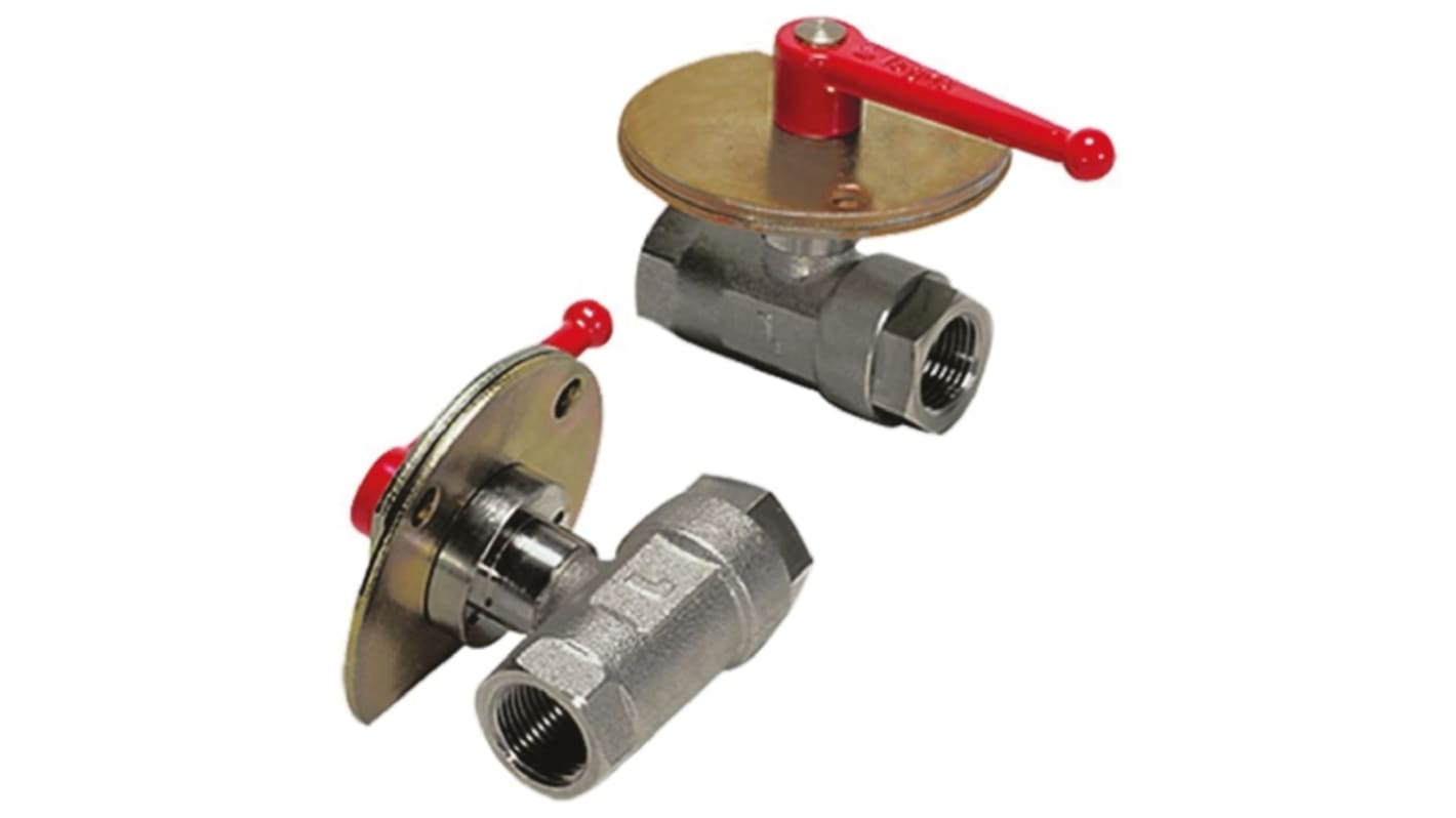 Legris Nickel Plated Brass 2 Way, Ball Valve, BSPP 1/2in, 40bar Operating Pressure