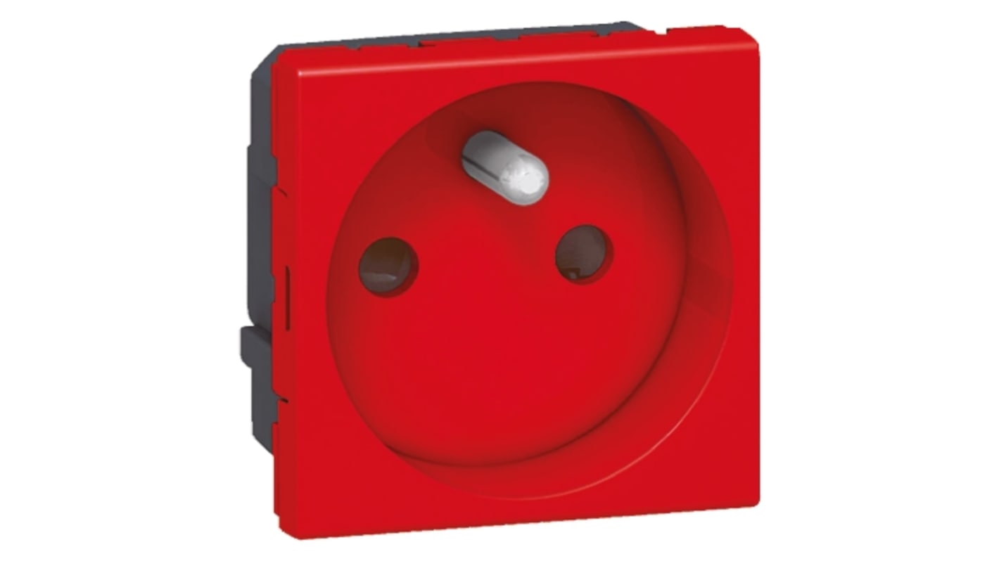 Legrand Red 1 Gang Plug Socket, 16A, Type E - French, Indoor Use