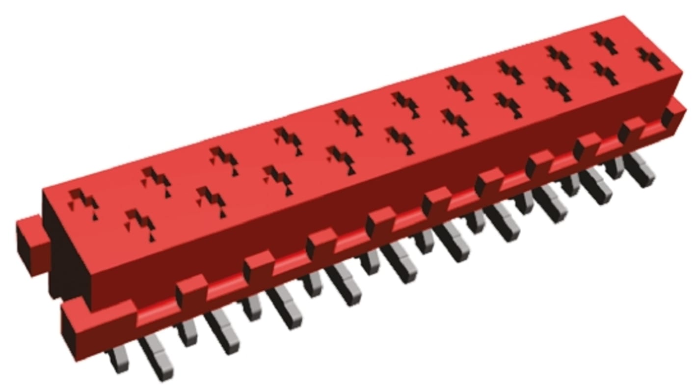 TE Connectivity Micro-MaTch Series Straight Surface Mount PCB Socket, 20-Contact, 2-Row, 1.27mm Pitch, Solder