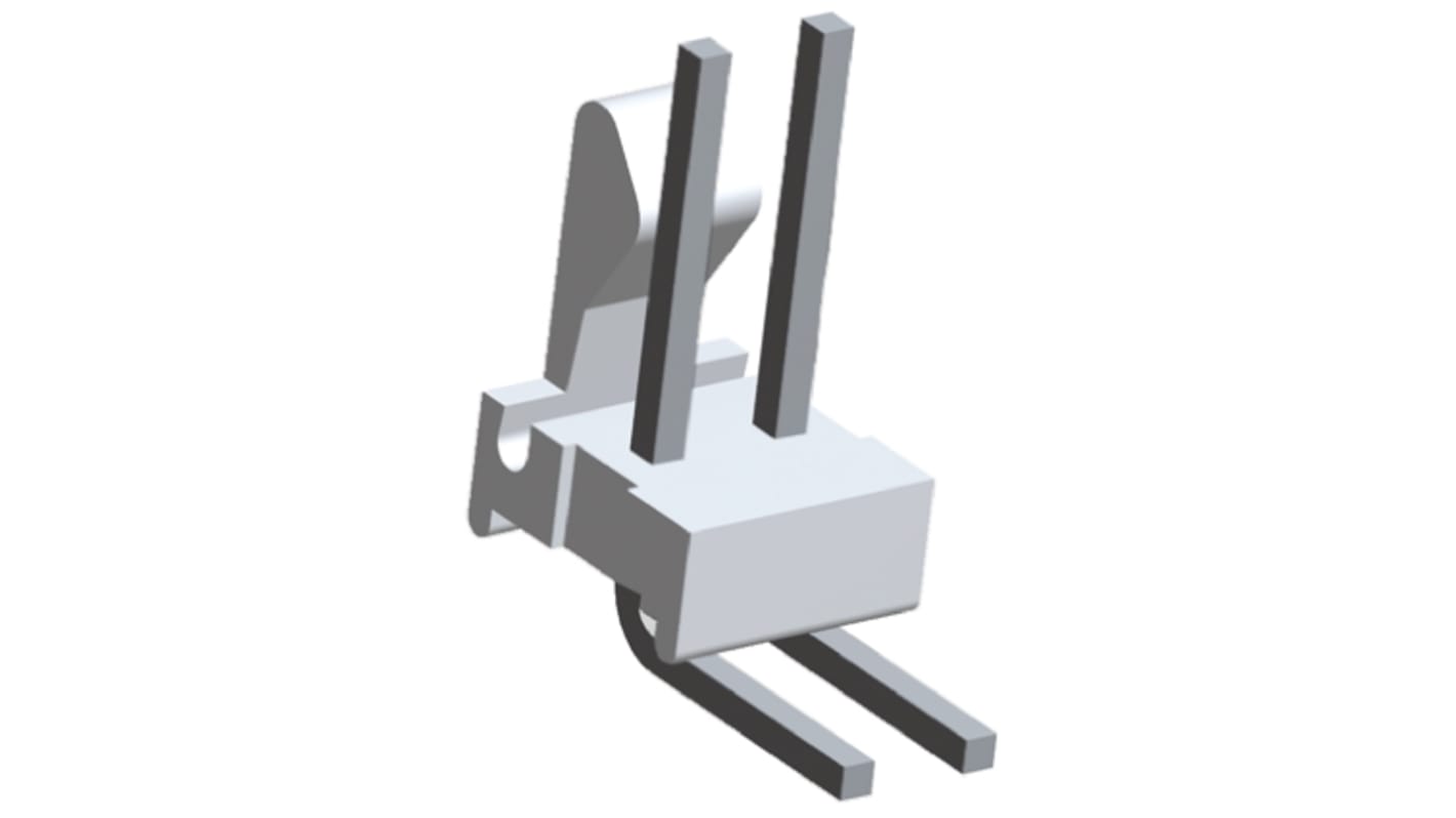 TE Connectivity MTA-100 Series Right Angle Through Hole PCB Header, 2 Contact(s), 3.56mm Pitch, 1 Row(s), Unshrouded