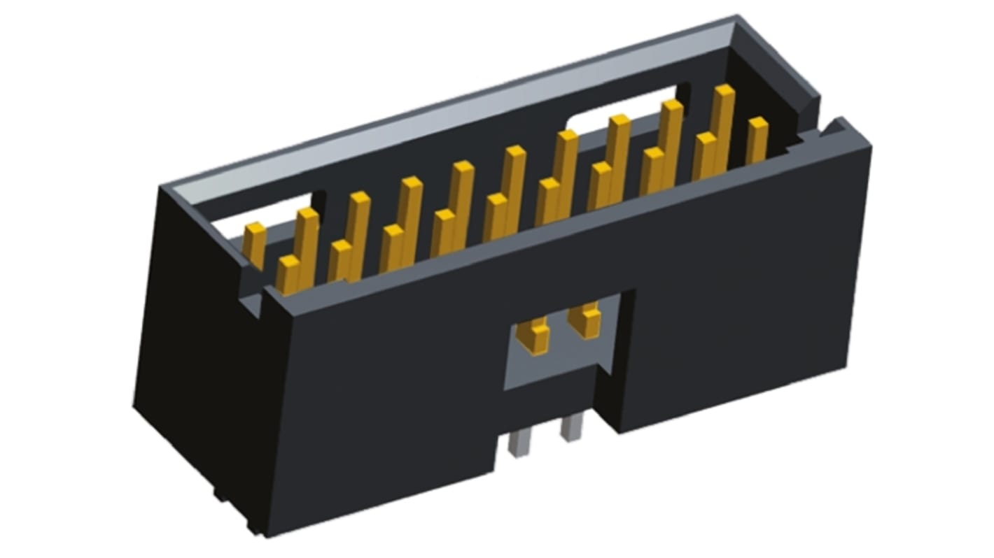 TE Connectivity AMPMODU MOD II Series Straight Through Hole PCB Header, 20 Contact(s), 2.54mm Pitch, 2 Row(s), Shrouded