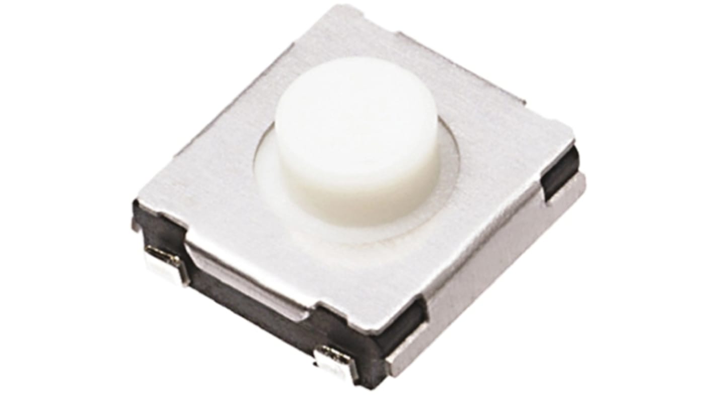 White Push Plate Tactile Switch, SPST 20 mA 2.5mm