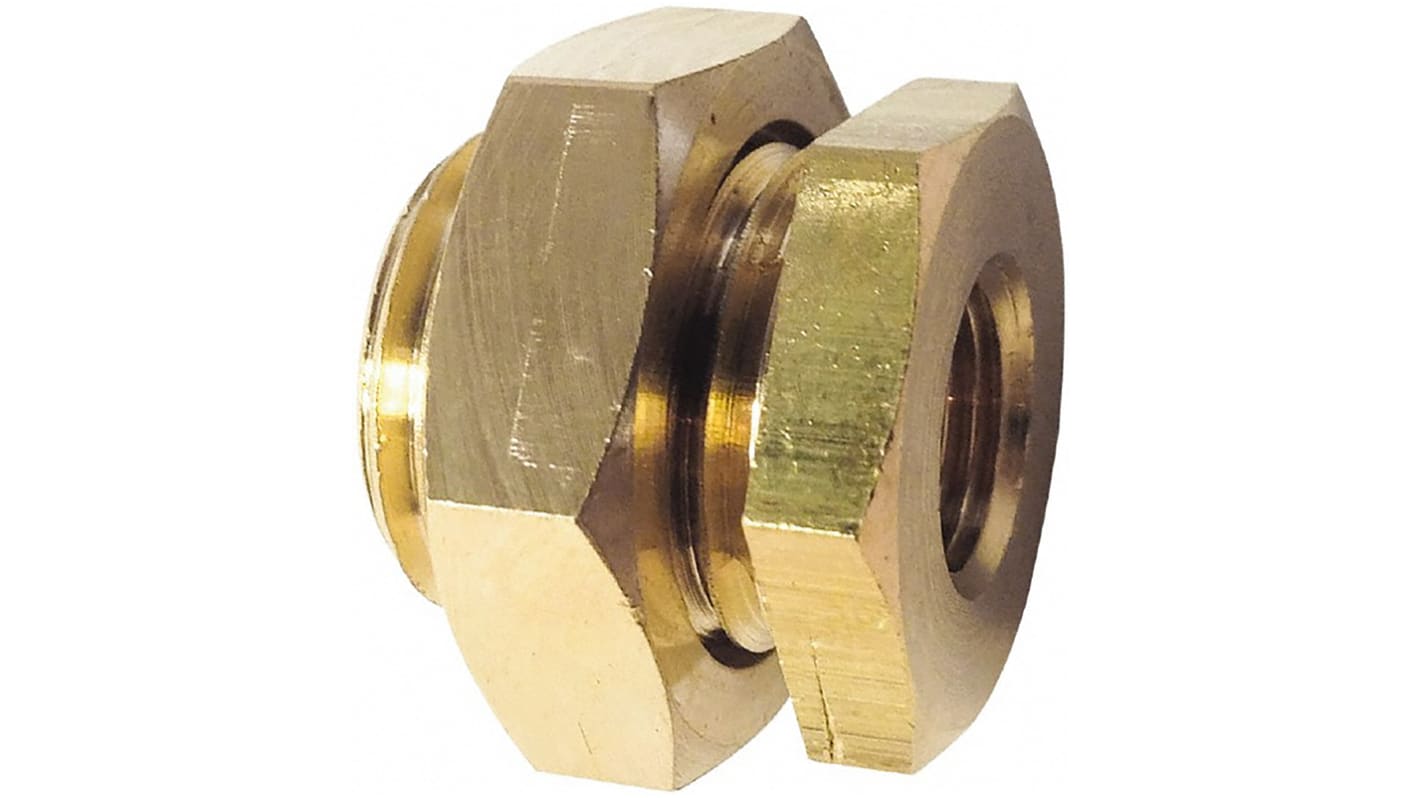 Legris Brass Pipe Fitting, Straight Threaded Bulkhead, Female G 1/4in to Male