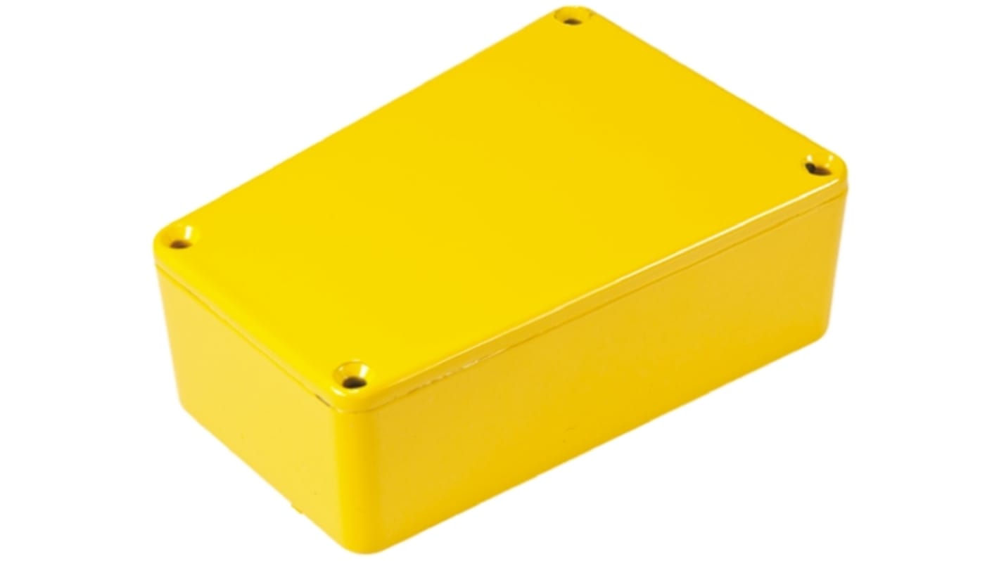 Caja Hammond de Aluminio Presofundido Amarillo, 112 x 61.5 x 39.2mm, IP54, Apantallada