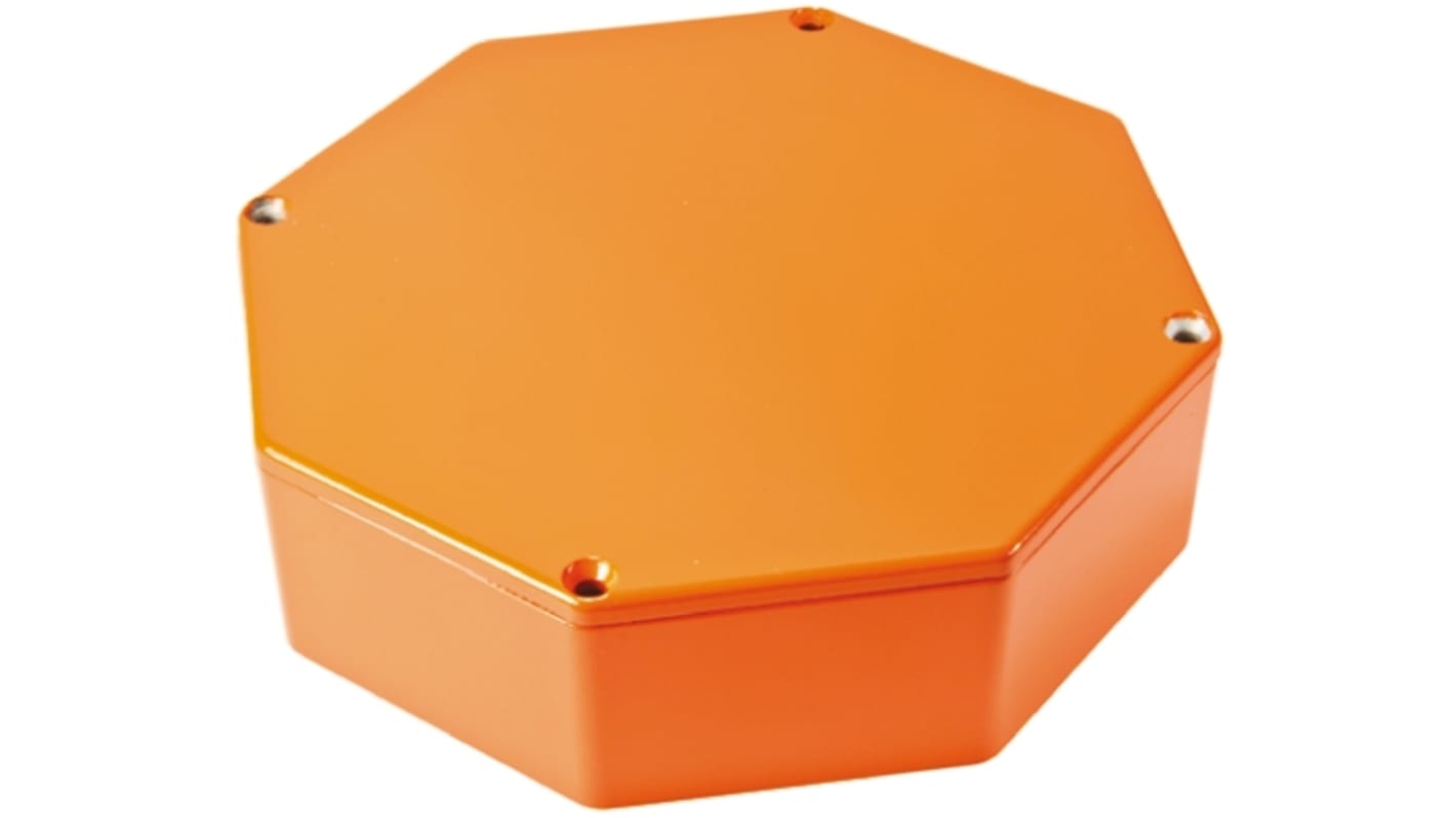 Caja Hammond de Aluminio Presofundido Naranja, 132.78 x 132.78 x 39.2mm, IP54, Apantallada