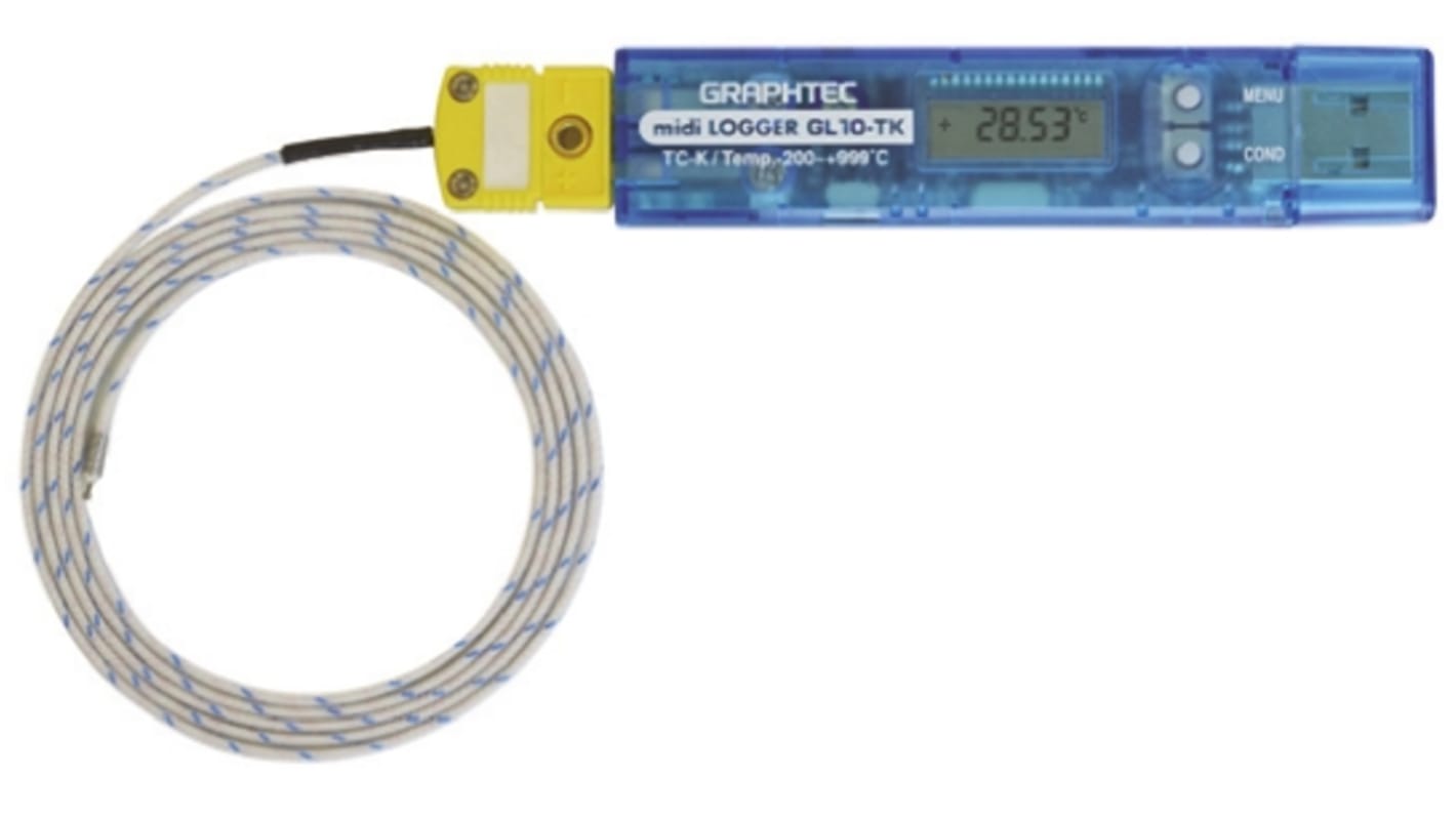 Registrador de datos Graphtec GL10, para Temperatura, display LCD, interfaz USB 2.0