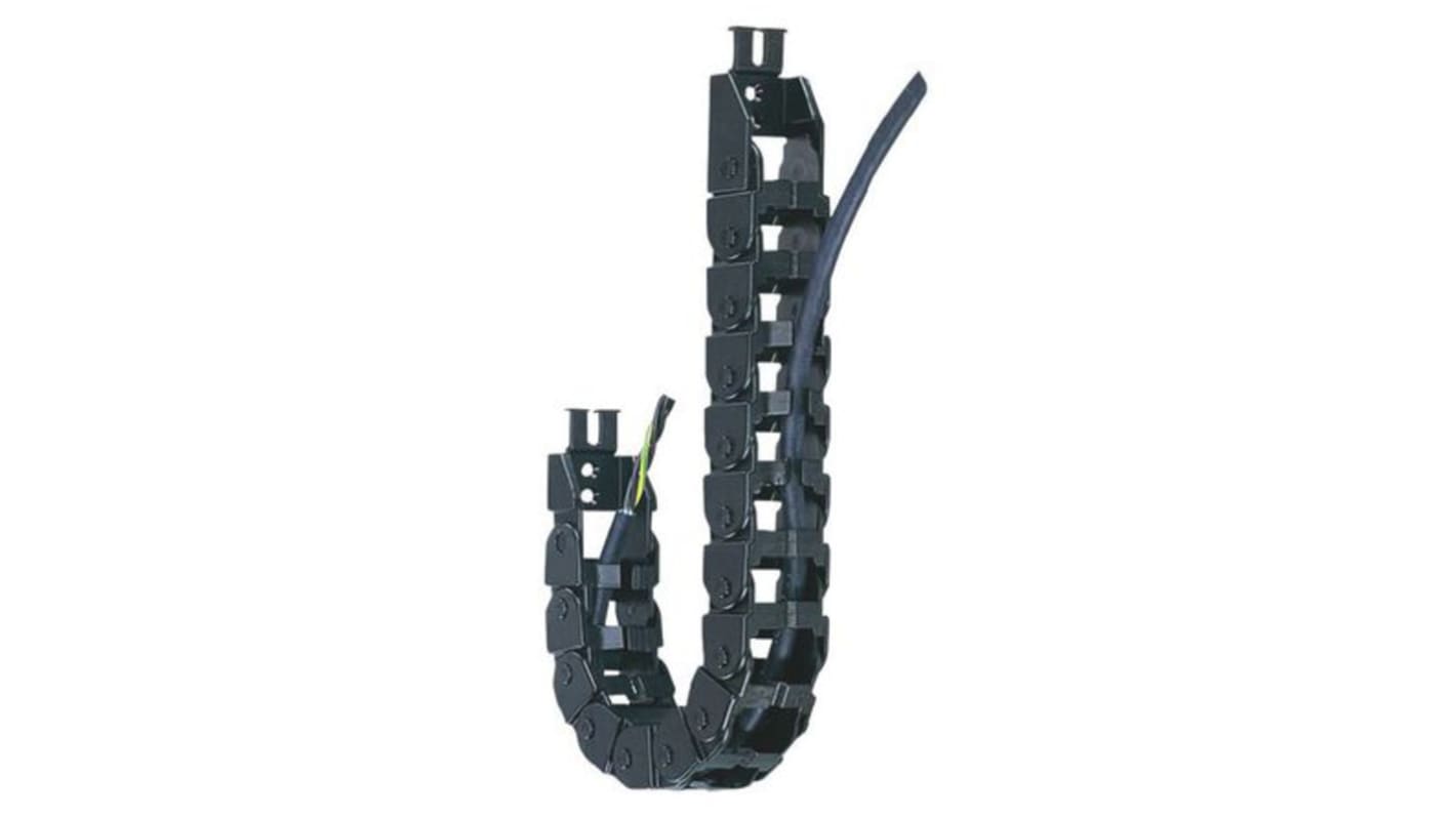 Igus E14, e-chain Black Cable Chain - Flexible Slot, W37 mm x D25mm, L1m, 75 mm Min. Bend Radius, Igumid NB