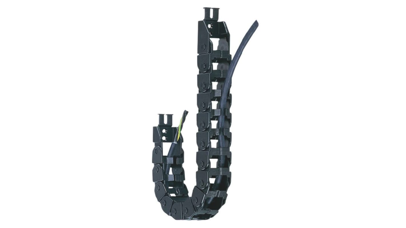 Igus E14, e-chain Kabel-Schleppkette Schwarz, 37 mm x 25mm Igumid NB, Länge 1m, Seitenwand Flexibel