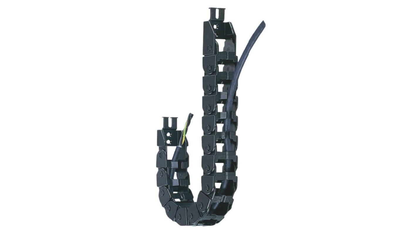 Igus E14, e-chain Black Cable Chain - Flexible Slot, W37 mm x D25mm, L1m, 100 mm Min. Bend Radius, Igumid NB