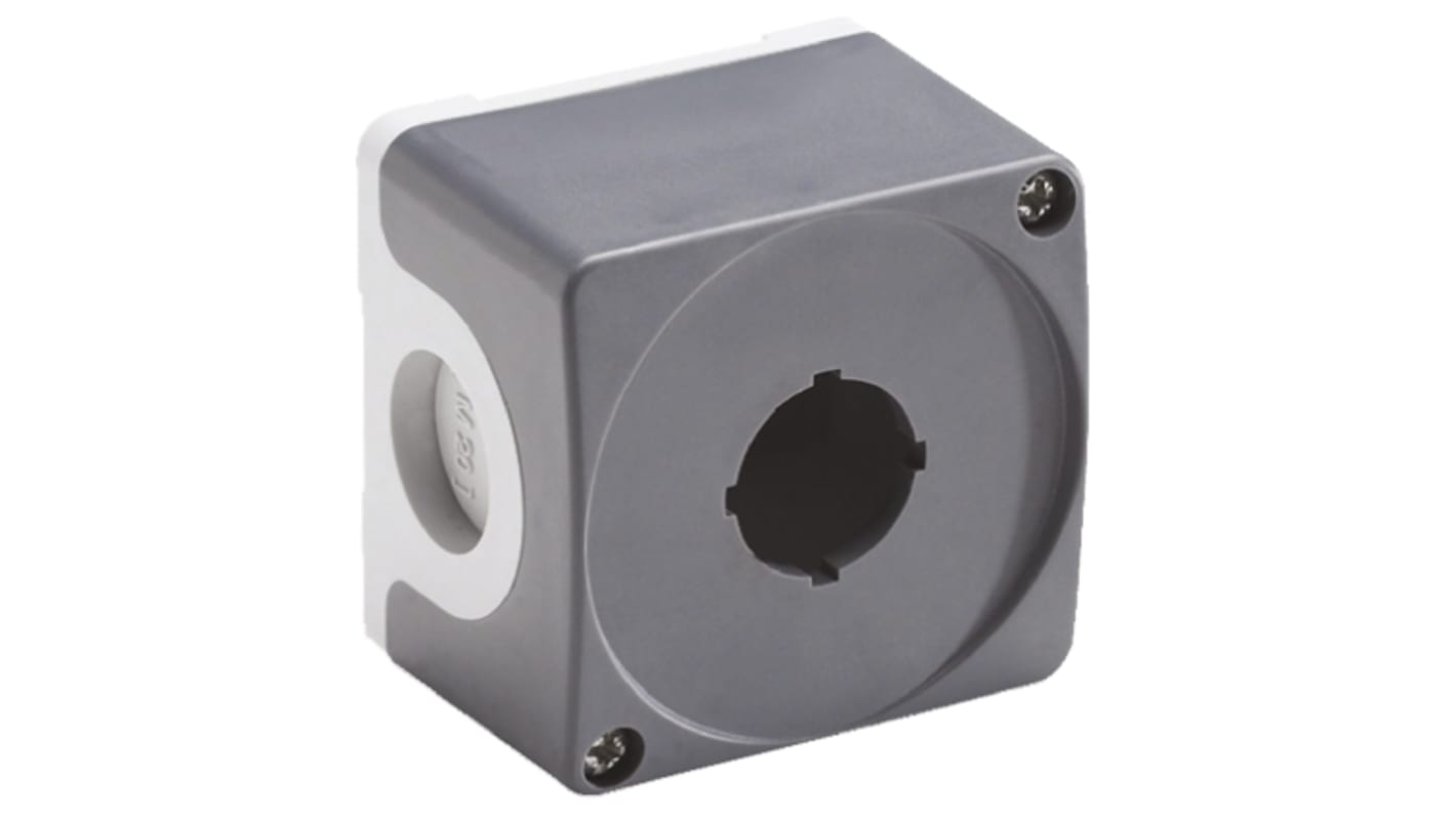 Grey Plastic ABB Modular Push Button Enclosure - 1 Hole 22mm Diameter