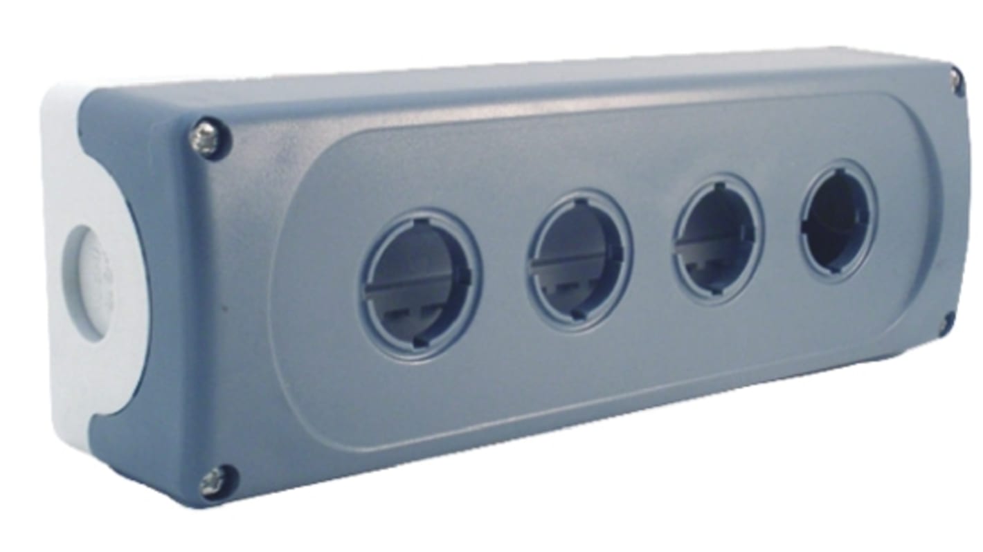 Grey Plastic ABB Modular Push Button Enclosure - 4 Hole 22mm Diameter