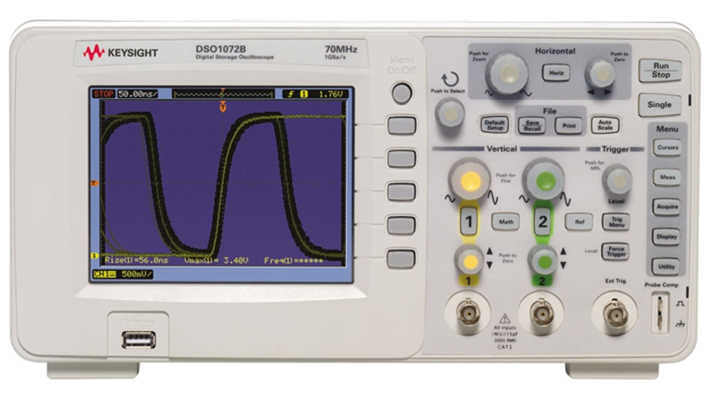 Osciloscopio de banco Keysight Technologies DSO1072B, canales:2 A, 70MHZ, interfaz USB, Tipo C - Conector Europeo, Tipo