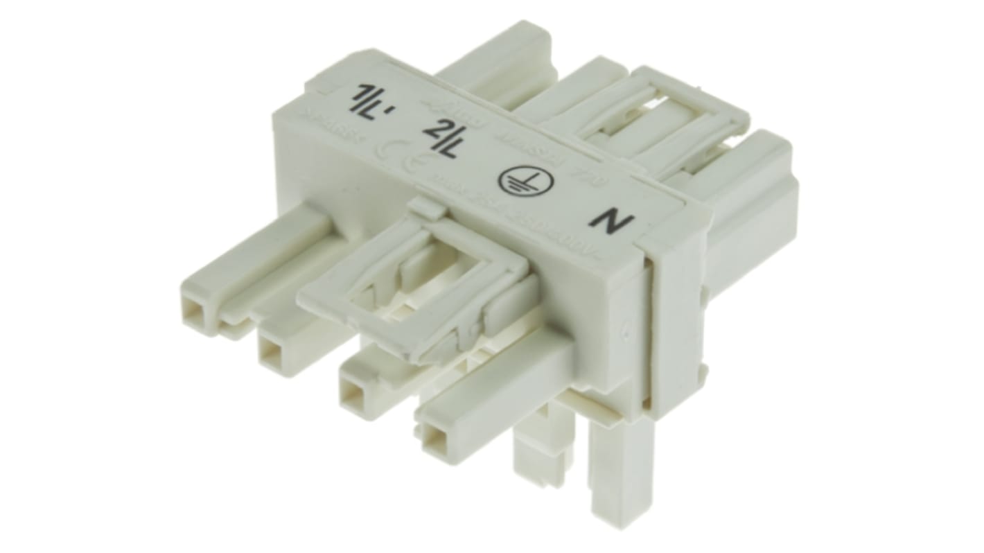 Wago 770 Series Distribution Block, 4-Pole, Female, Male, 4-Way, 25A