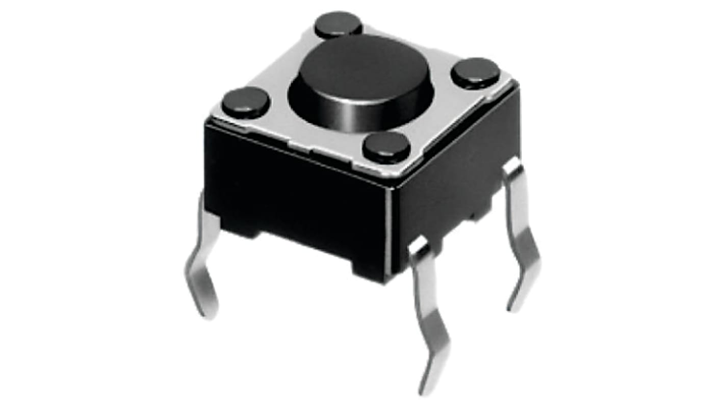 Black Button Tactile Switch, SPST 50 mA @ 12 V dc 1.5mm