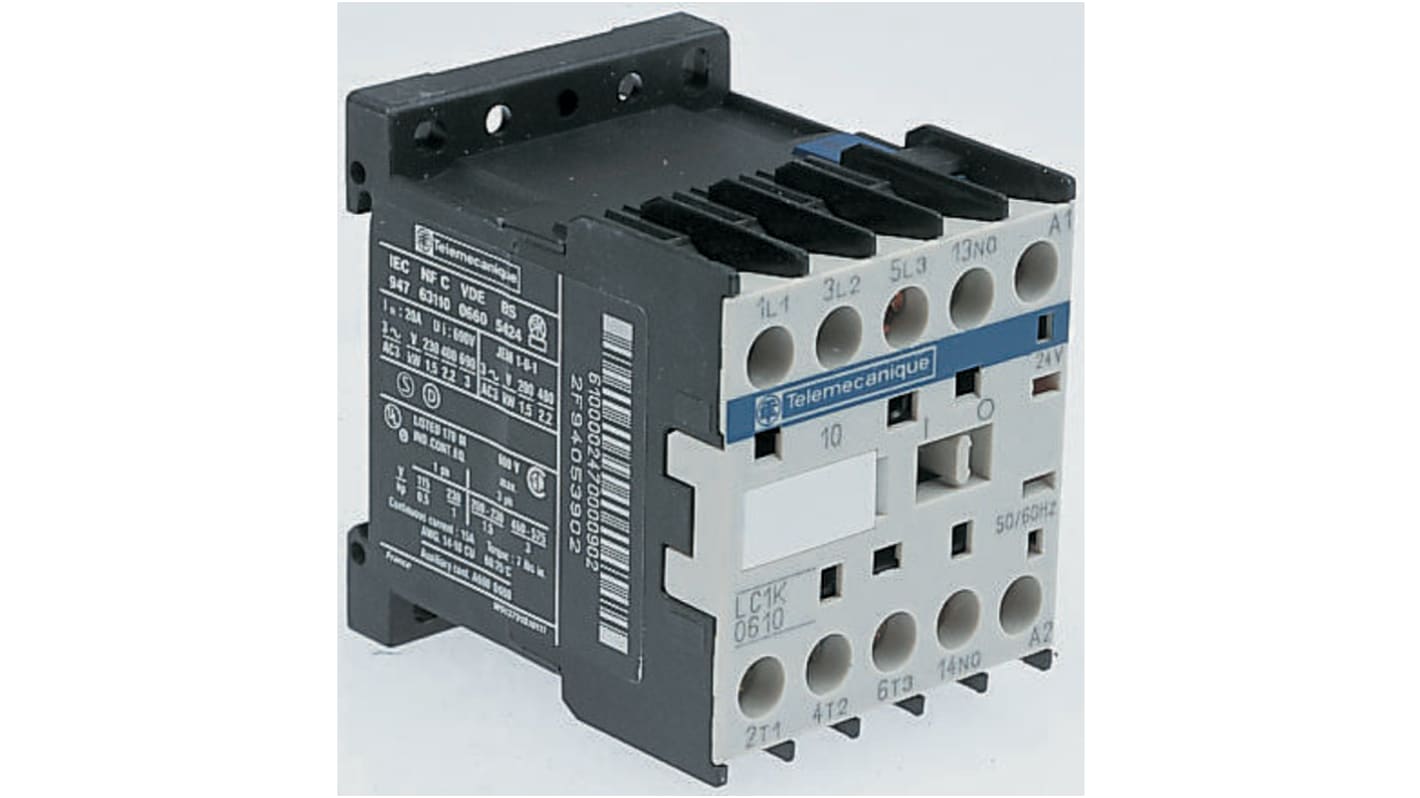 Schneider Electric TeSys K LC1K Contactor, 400 V ac Coil, 3-Pole, 12 A, 5.5 kW, 3NO, 690 V ac