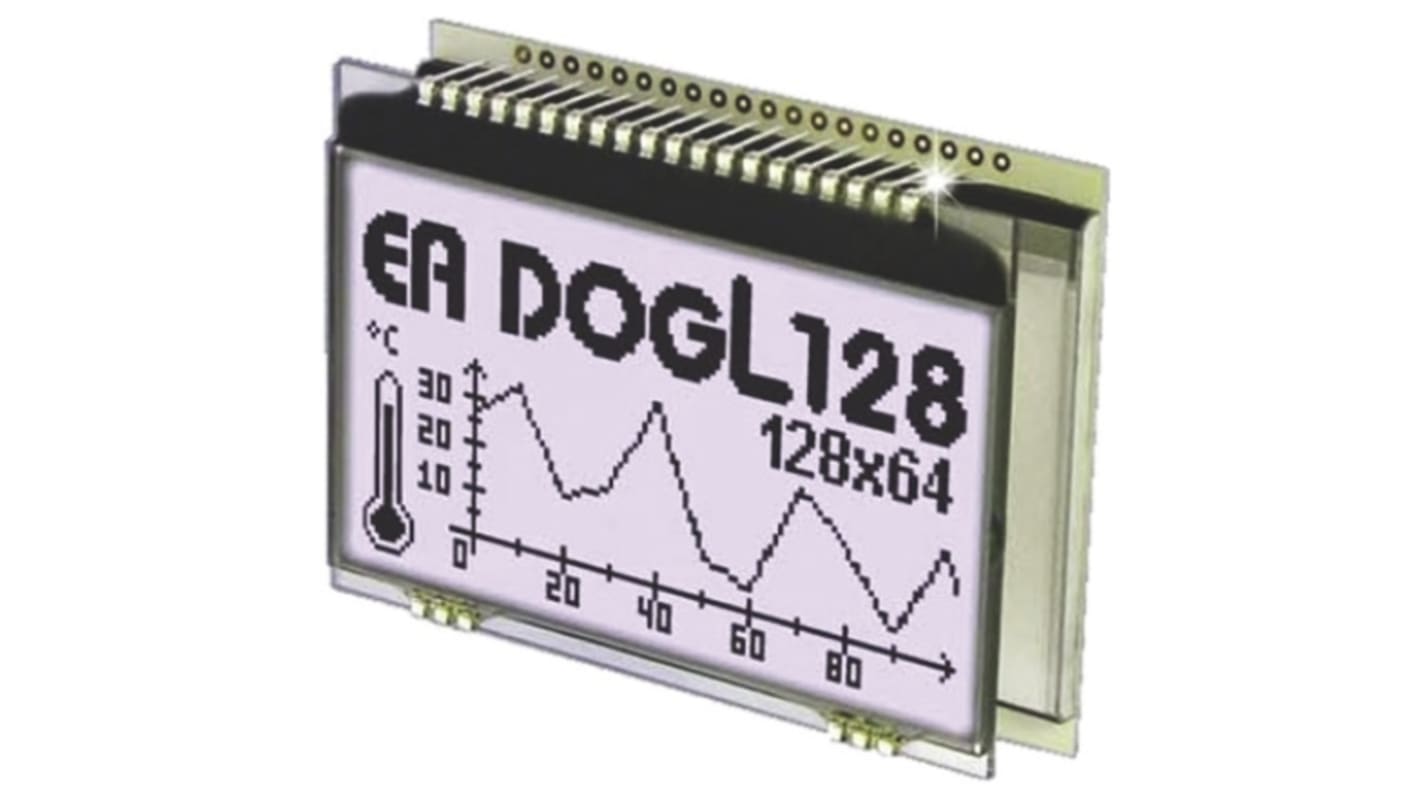 Display Visions EA DOGL128W-6 Graphic LCD Display, White on Black, Transflective