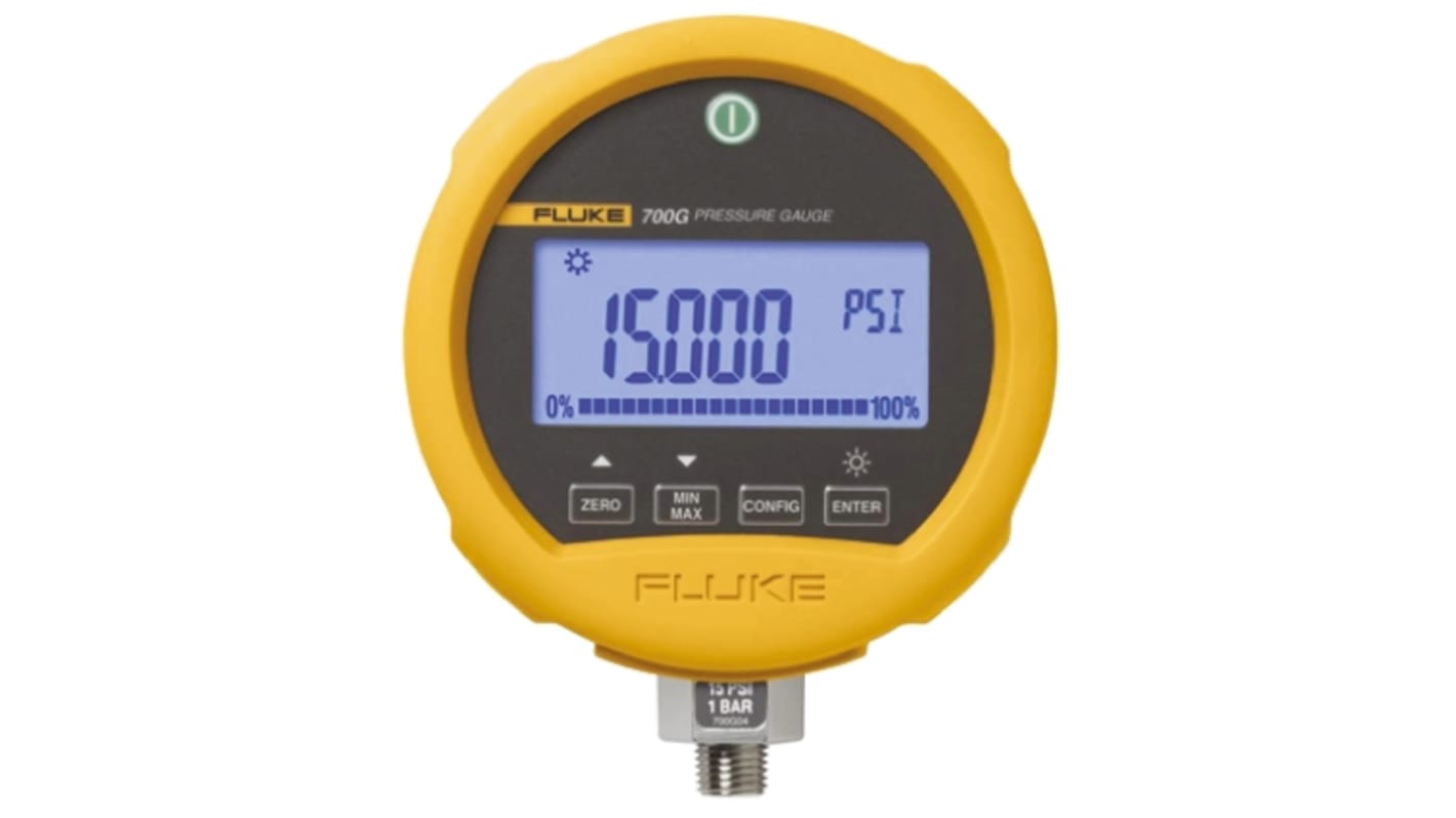 Fluke G 1/4 Digital Pressure Gauge 69bar Bottom Entry, Fluke-700G08, RS232, With RS Calibration, -0.97bar min.