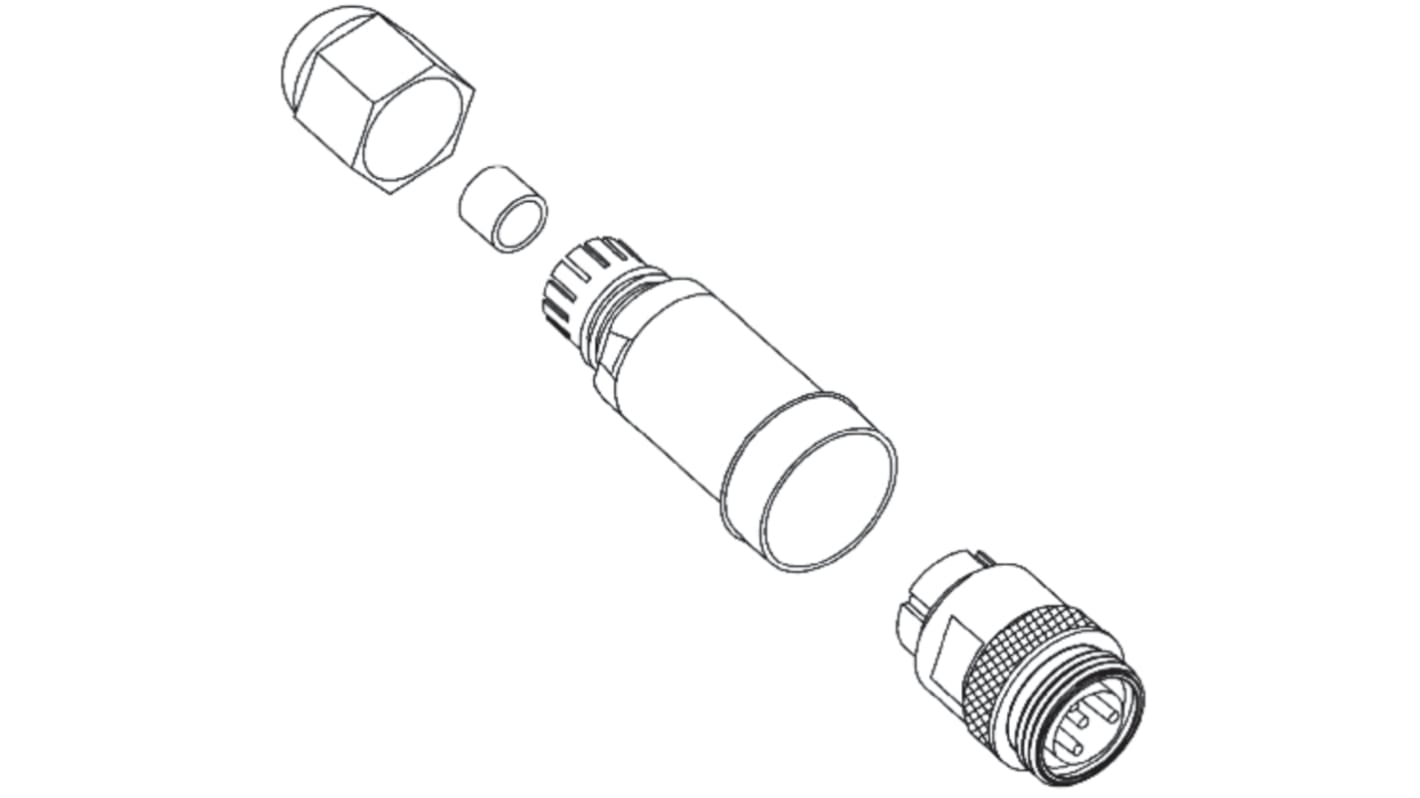 Conector circular Molex hembra serie Mini-Change de 3 vías macho, montaje aéreo, IP67