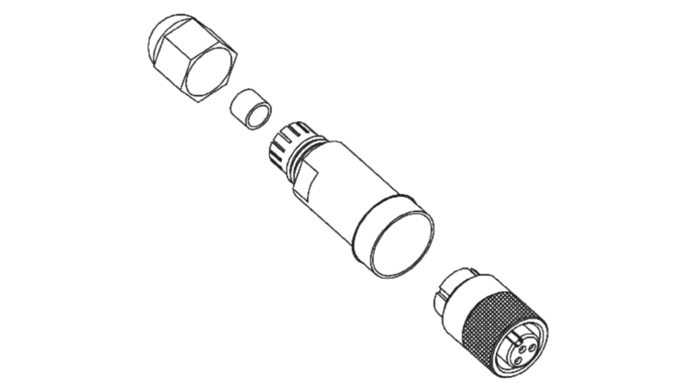 Conector circular Molex macho serie Mini-Change de 3 vías hembra, montaje aéreo, IP67