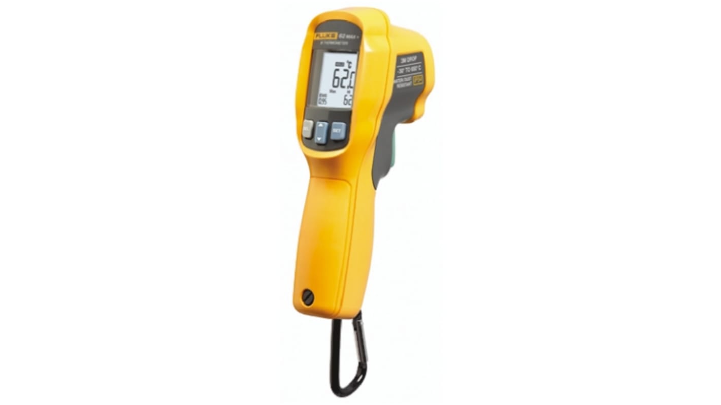 Fluke 62 MAX PLUS Infrared Thermometer, -30°C Min, ±1 % Accuracy, °C and °F Measurements With RS Calibration