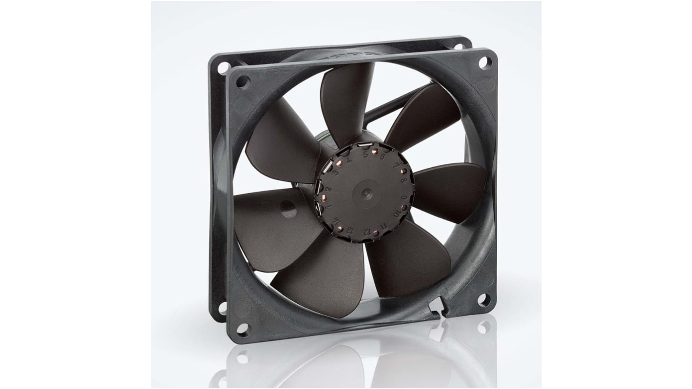 ebm-papst 3400 N Series Axial Fan, 12 V dc, DC Operation, 61m³/h, 1.1W, IP20, 92 x 92 x 25mm