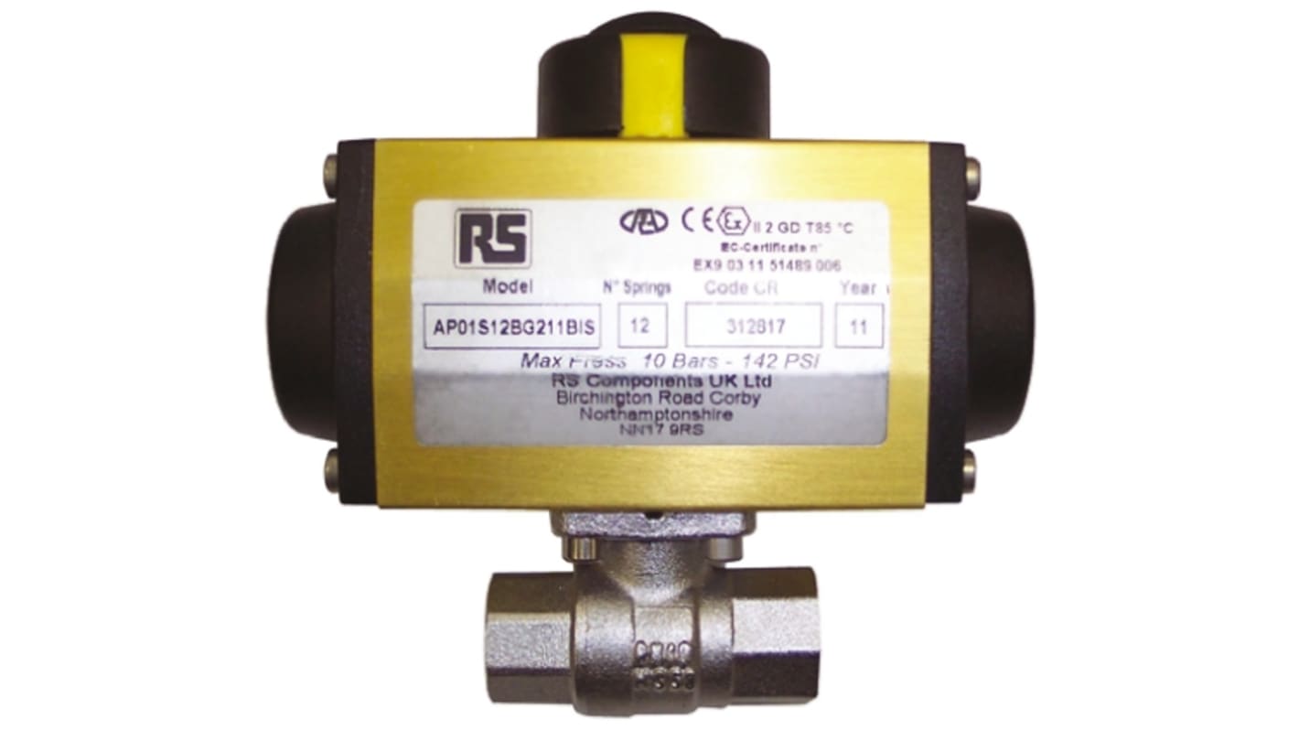 RS PRO Ball type Pneumatic Actuated Valve, BSP 1-1/2in, 40 bar