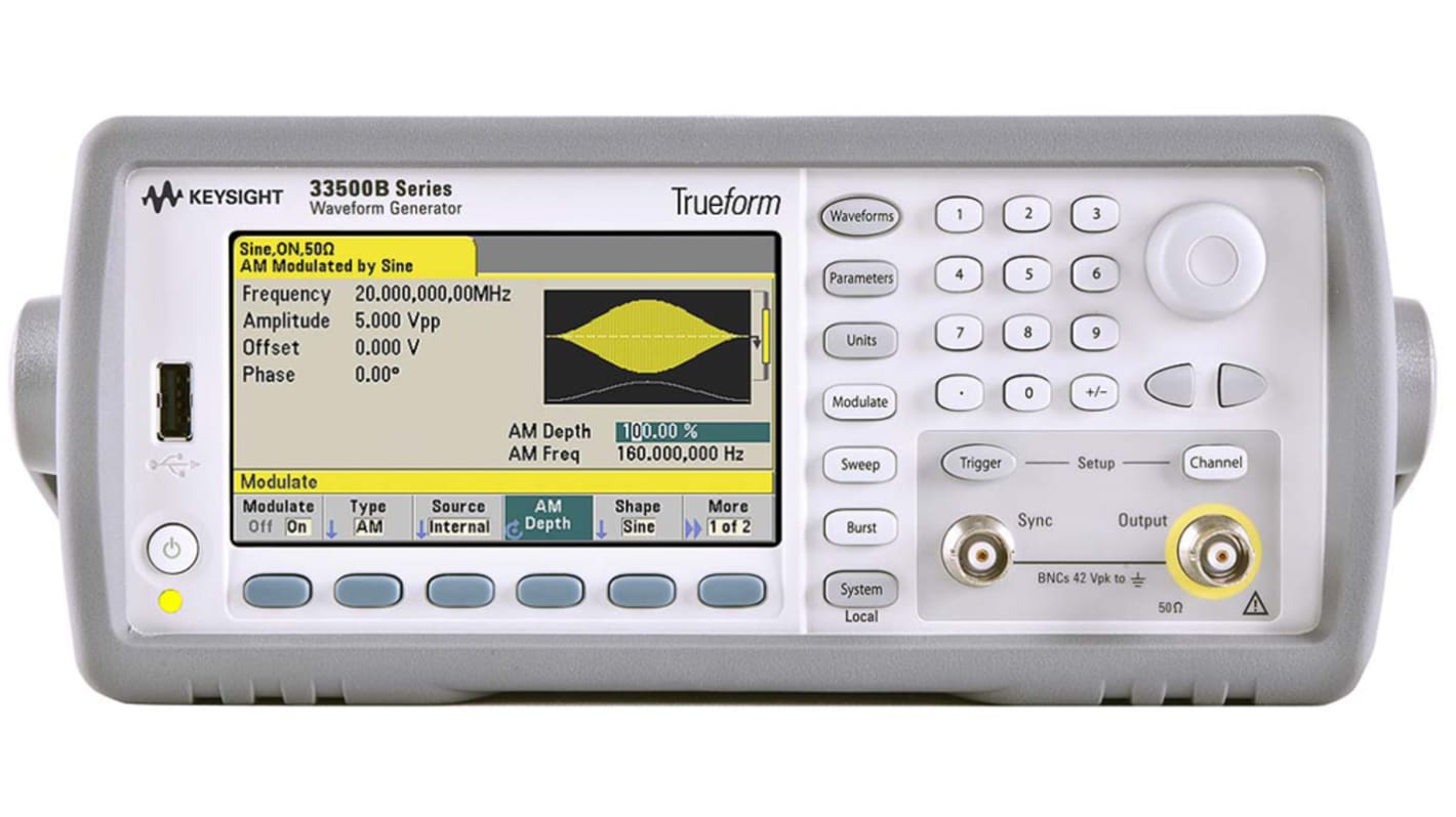 Generador de funciones Keysight Technologies 33509B, calibrado RS, onda sinusoidal de 1μHz → 20MHZ