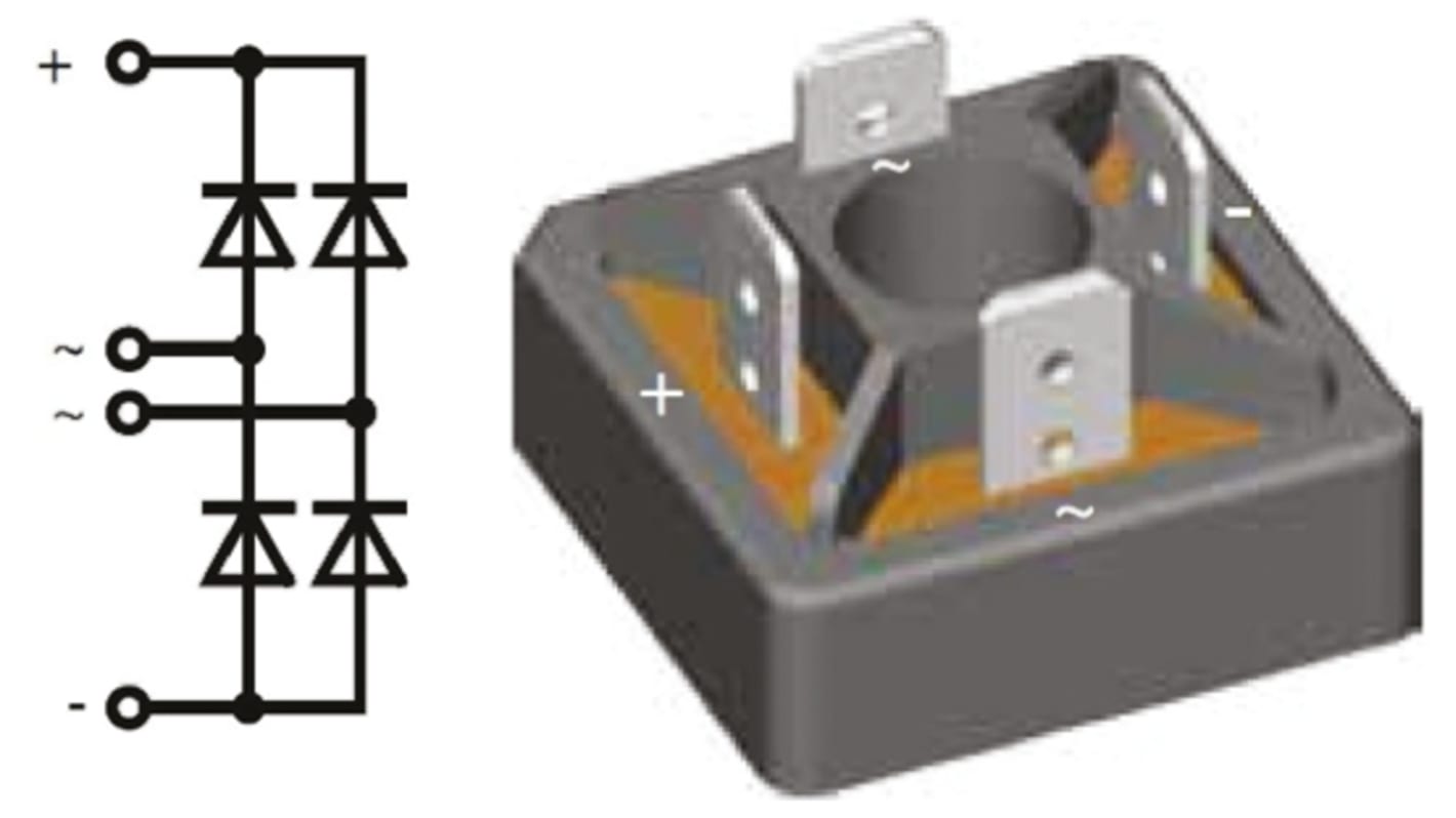 Modulo raddrizzatore ponte, Monofase, IXYS, Ifwd 38A, VRRM 1200V, FO-A, Montaggio a vite, 4 Pin