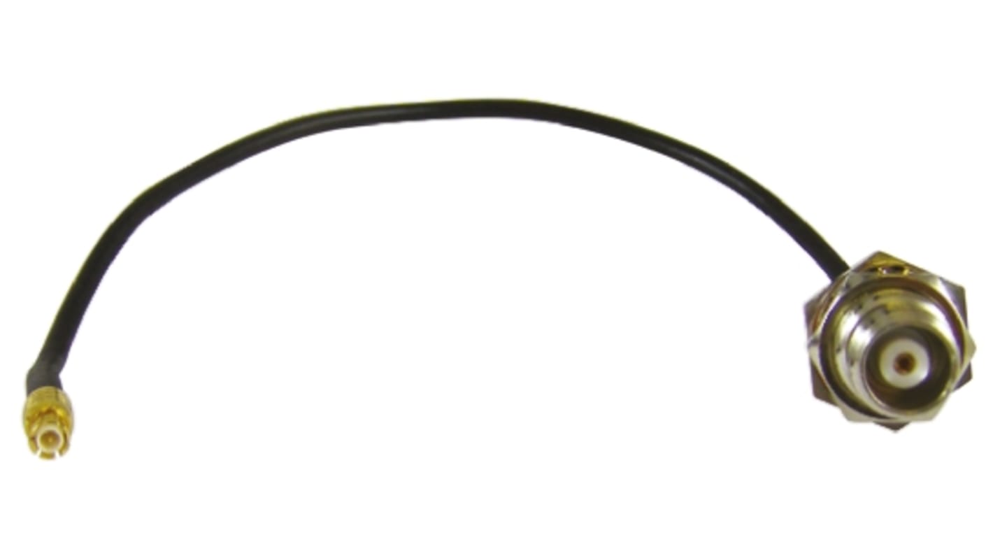 Cable coaxial RF Solutions, 50 Ω, con. A: TNC, Hembra, con. B: MCX, Macho, long. 200mm Negro