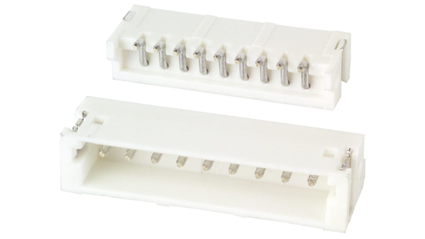 JST ZH Series Right Angle Surface Mount PCB Header, 9 Contact(s), 1.5mm Pitch, 1 Row(s), Shrouded