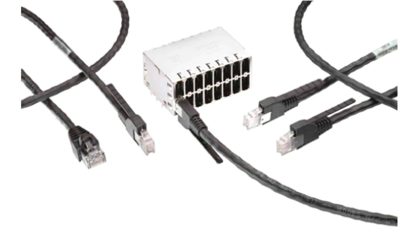 21596848 TE Connectivity Cat5e Male RJ.5 to Male RJ45 Cable, F/UTP, Black LSZH
