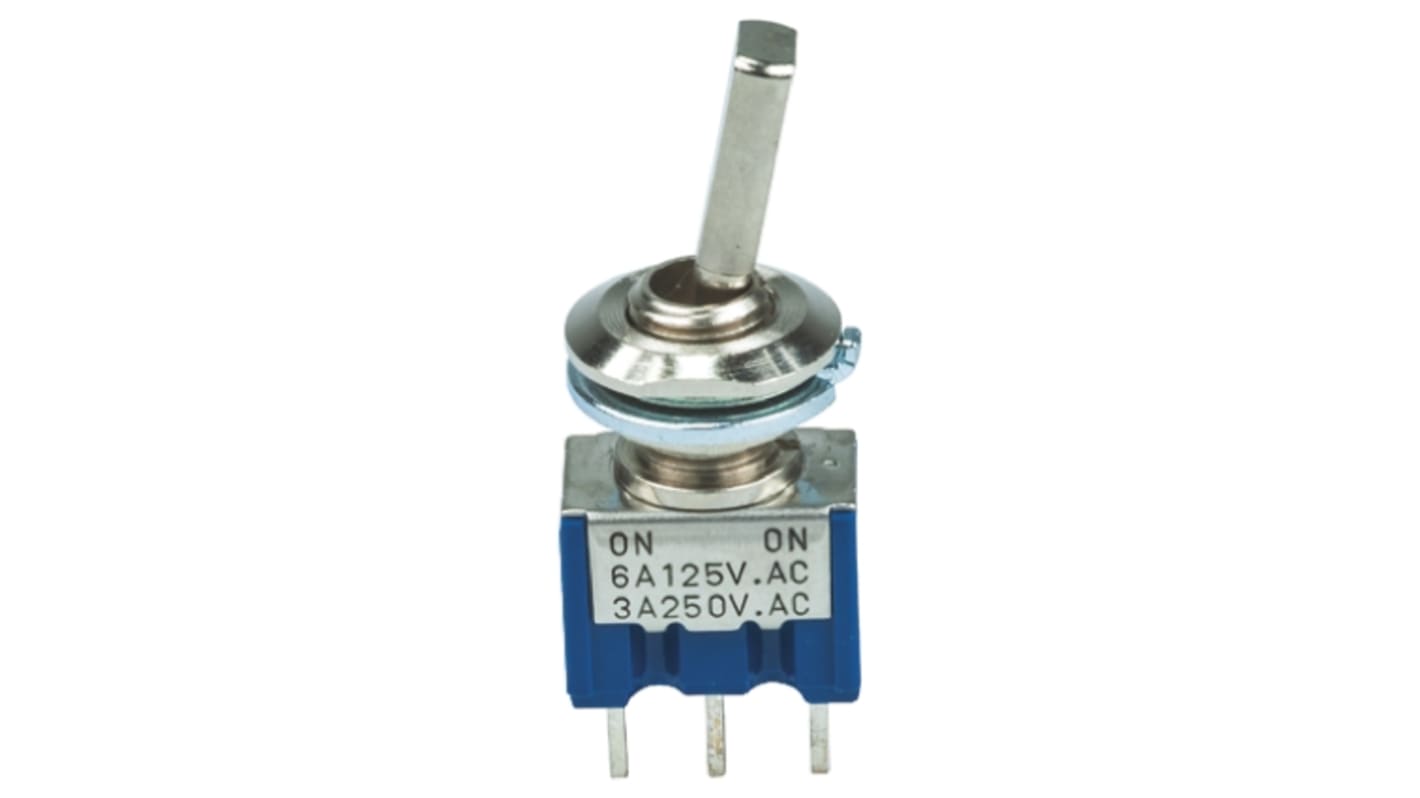 Nidec Components Toggle Switch, PCB Mount, On-On, SPDT, Through Hole Terminal