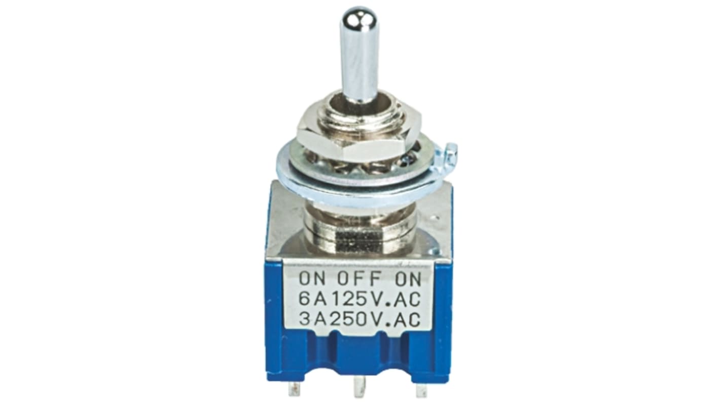 Nidec Components Toggle Switch, Panel Mount, On-Off-On, DPDT, Solder Terminal