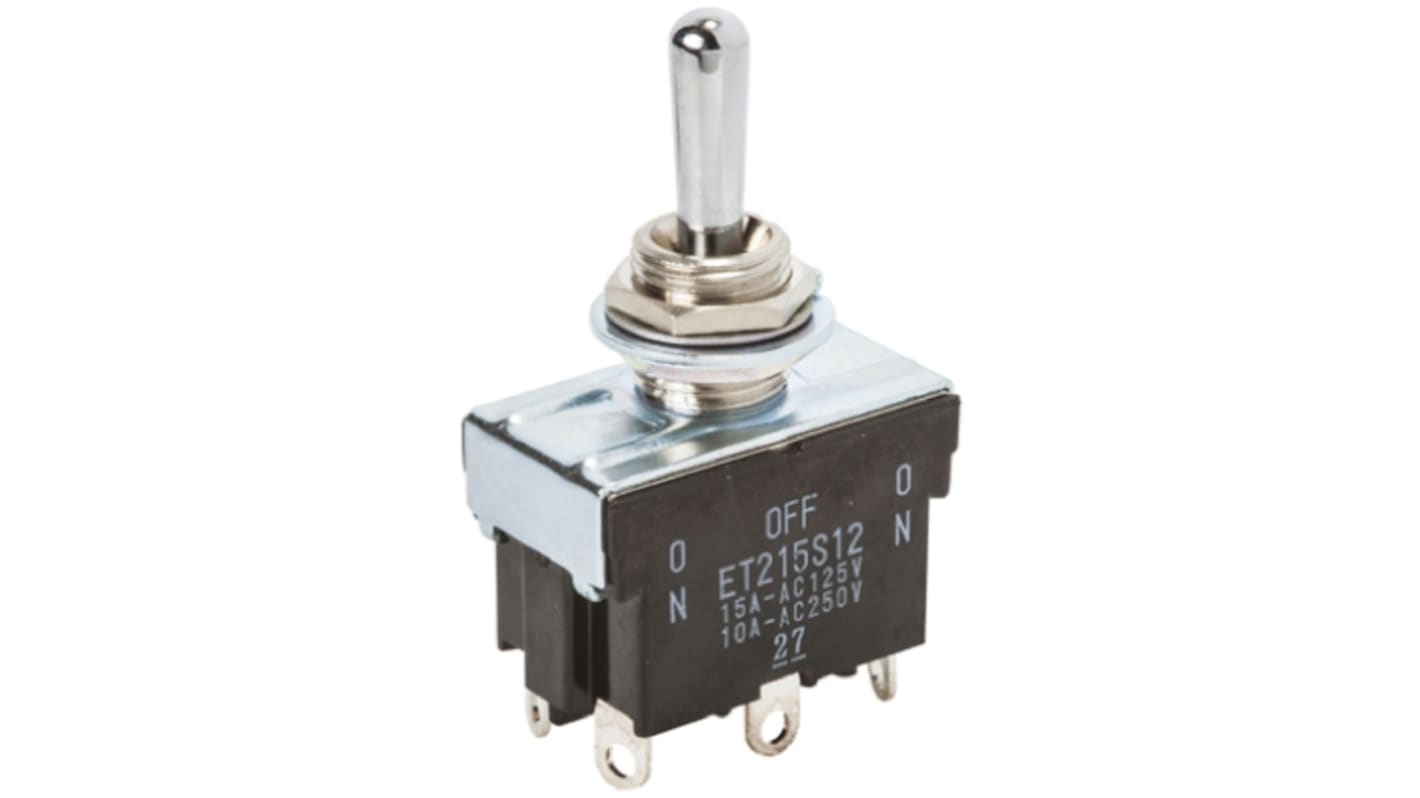 Nidec Components Toggle Switch, Panel Mount, On-Off-On, DPDT, Solder Terminal