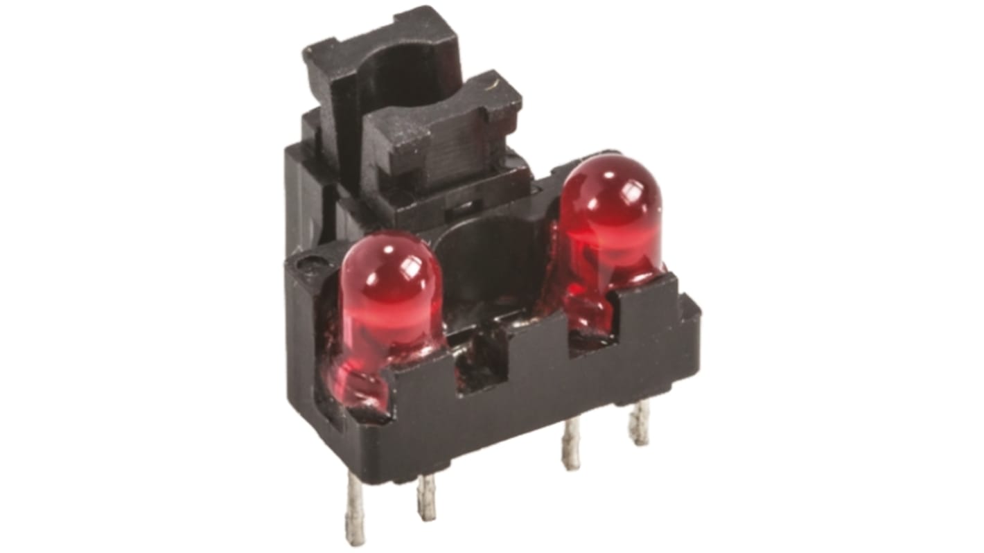 Copal Electronics Illuminated Push Button Switch, Momentary, PCB, SPST, Red LED