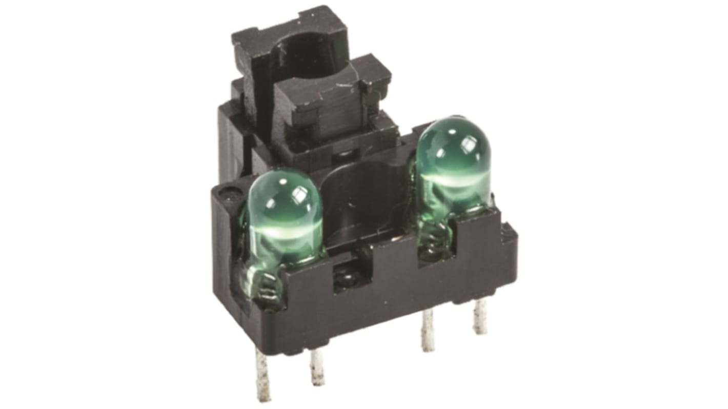 Copal Electronics Illuminated Push Button Switch, Momentary, PCB, SPST, Green LED