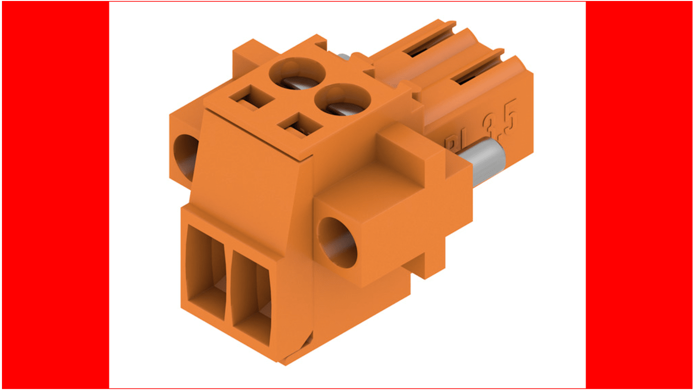 Weidmüller 3.5mm Pitch 2 Way Pluggable Terminal Block, Plug, Cable Mount, Screw Termination