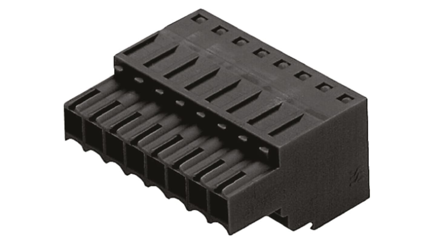 Weidmuller 3.5mm Pitch 6 Way Pluggable Terminal Block, Plug, Cable Mount, Spring Cage Termination