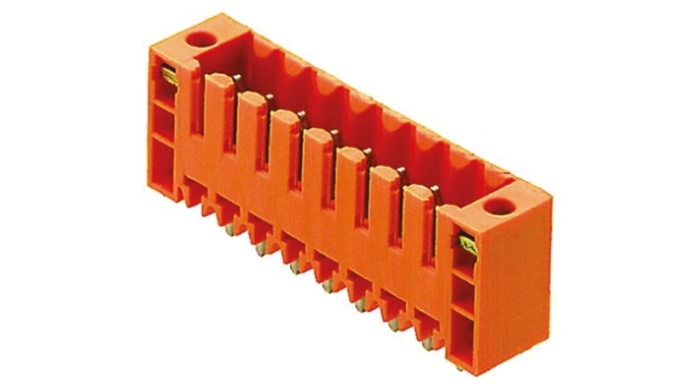 Weidmuller 3.5mm Pitch 7 Way Pluggable Terminal Block, Header, Through Hole, Solder Termination