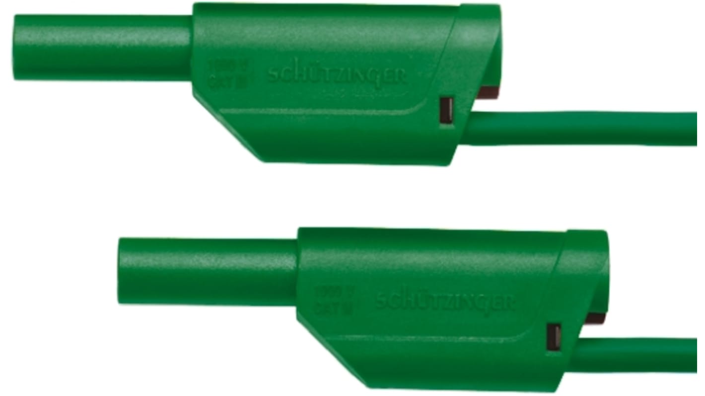 Cavo di prova da 4 mm Schutzinger, Maschio-Maschio, 32A, 1kV, col. Verde, 2m