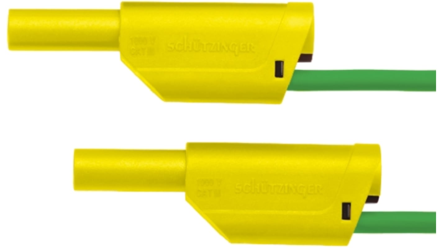 Cordon de test 4mm Schutzinger, Vert/Jaune, 32A, 1kV, long. 2m