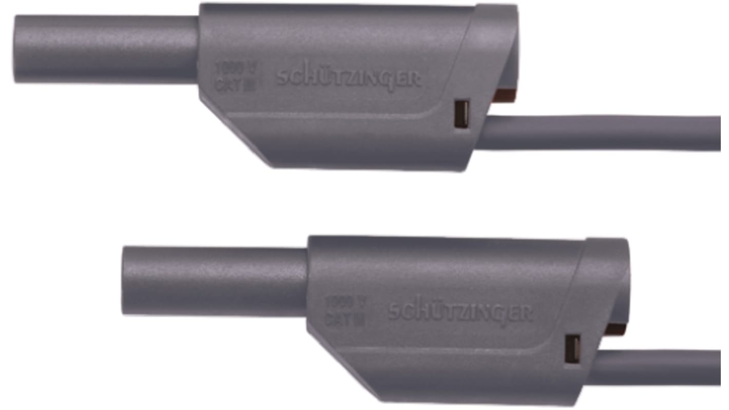 Schutzinger Messleitung 4mm Stecker / Stecker, Grau PVC-isoliert 2m, 1kV / 32A CAT III 1000V