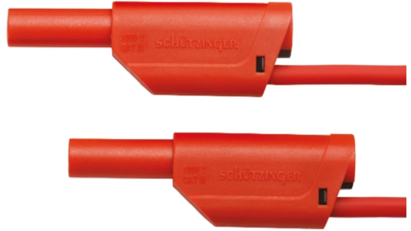 Schutzinger, Prøvespids med ledning og 4 mm stik, Rød, 1kV, 32A, 2m