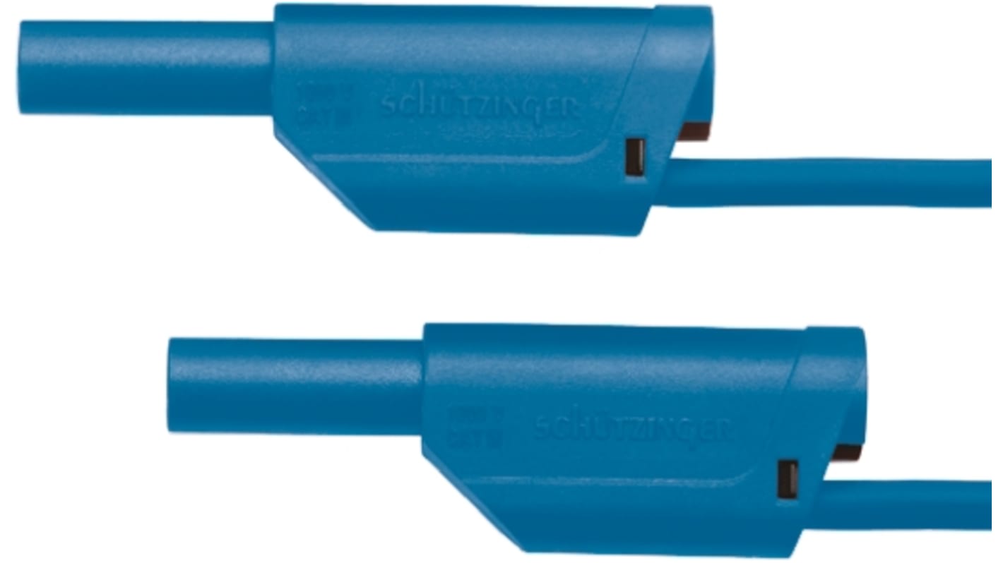 Schutzinger Messleitung 4mm Stecker / Stecker, Blau PVC-isoliert 1m, 1kV / 32A CAT III 1000V