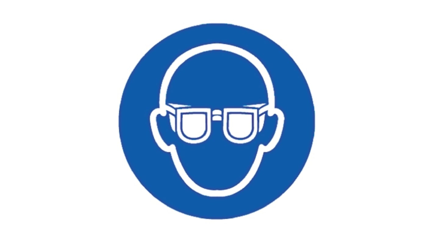 RS PRO Vinyl Mandatory Eye Protection Sign With Pictogram Only Text, 150 x 150mm